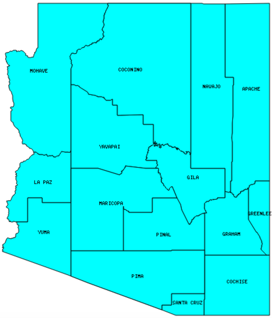 Arizona County Map With Cities Printable