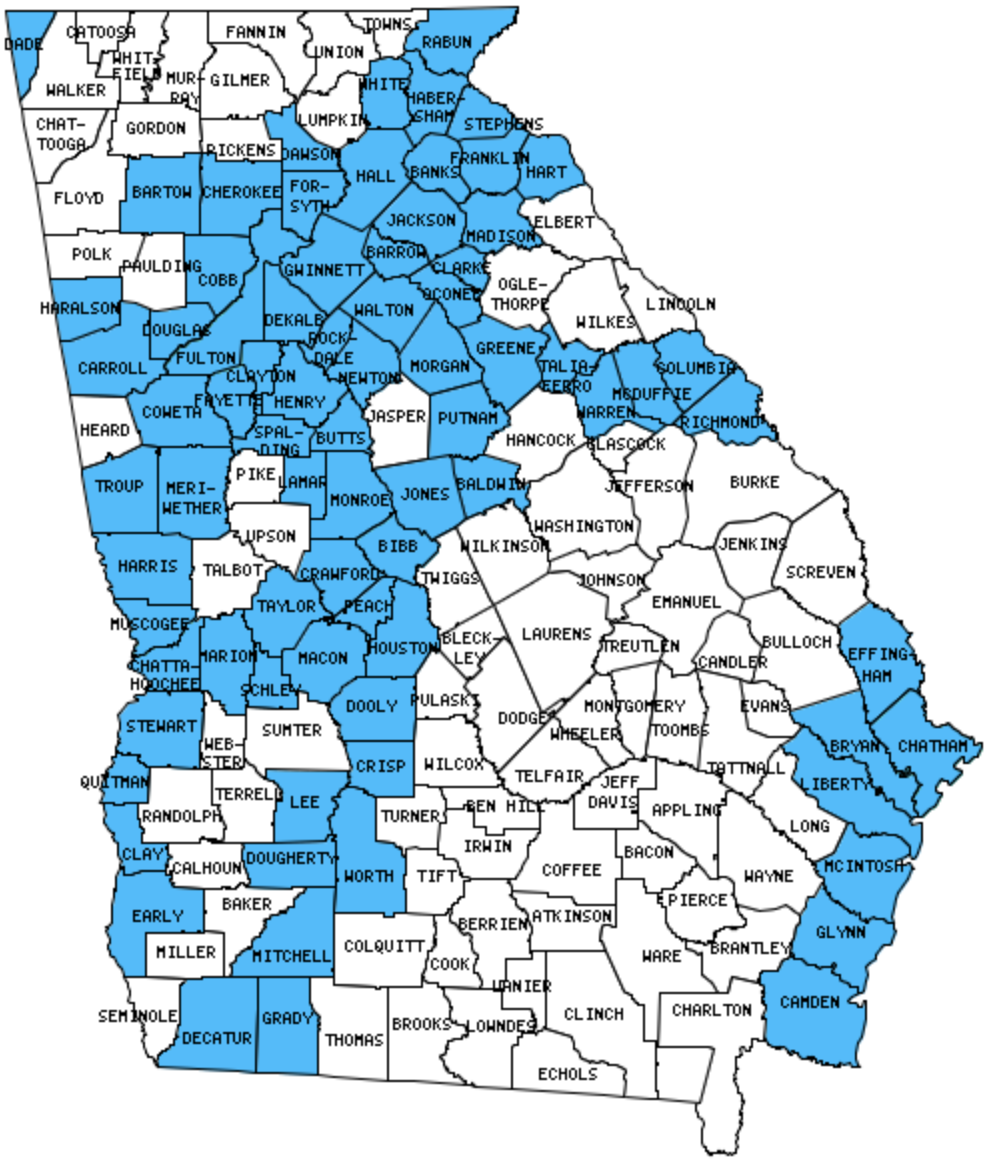 Counties in Georgia that I have Visited - Twelve Mile Circle - An ...